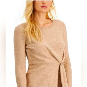 Donna Karan Tan Knit Blouse With Sequance Size M
